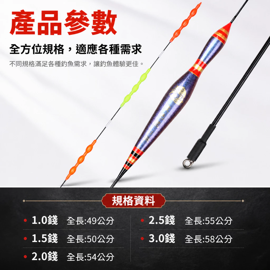 YUDA 尖頭變色龍 珠尾葫蘆型長標 1.0–4.0錢（第 3 張）