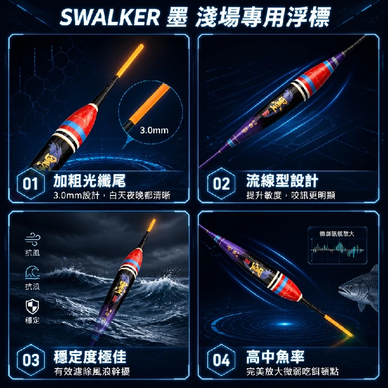 墨 淺場3mm直尾 日夜兩用電子浮標 1.0–3.0錢（第 3 張）