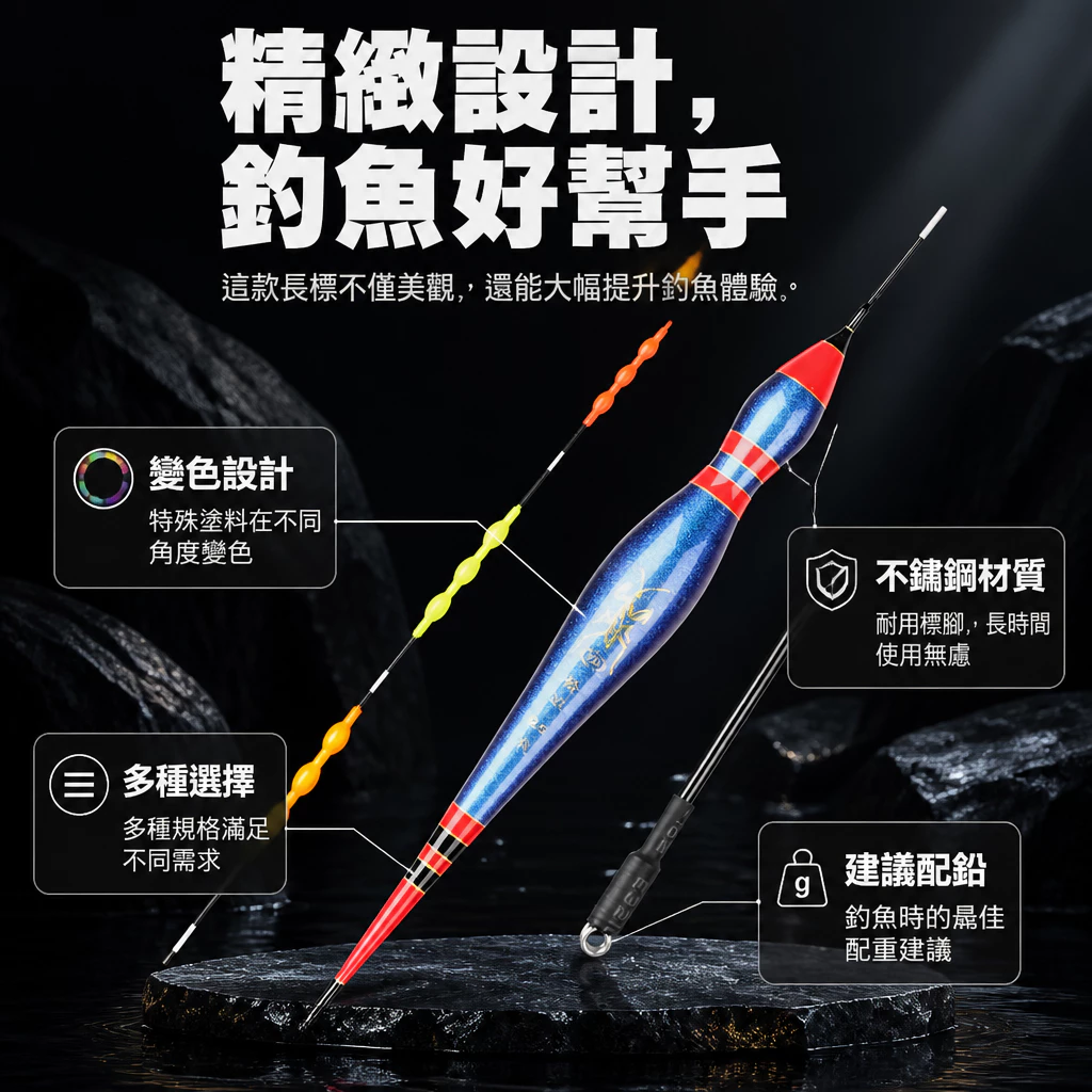 變色龍塗裝 葫蘆型珠尾磯釣長標 1.0–4.0錢（第 3 張）